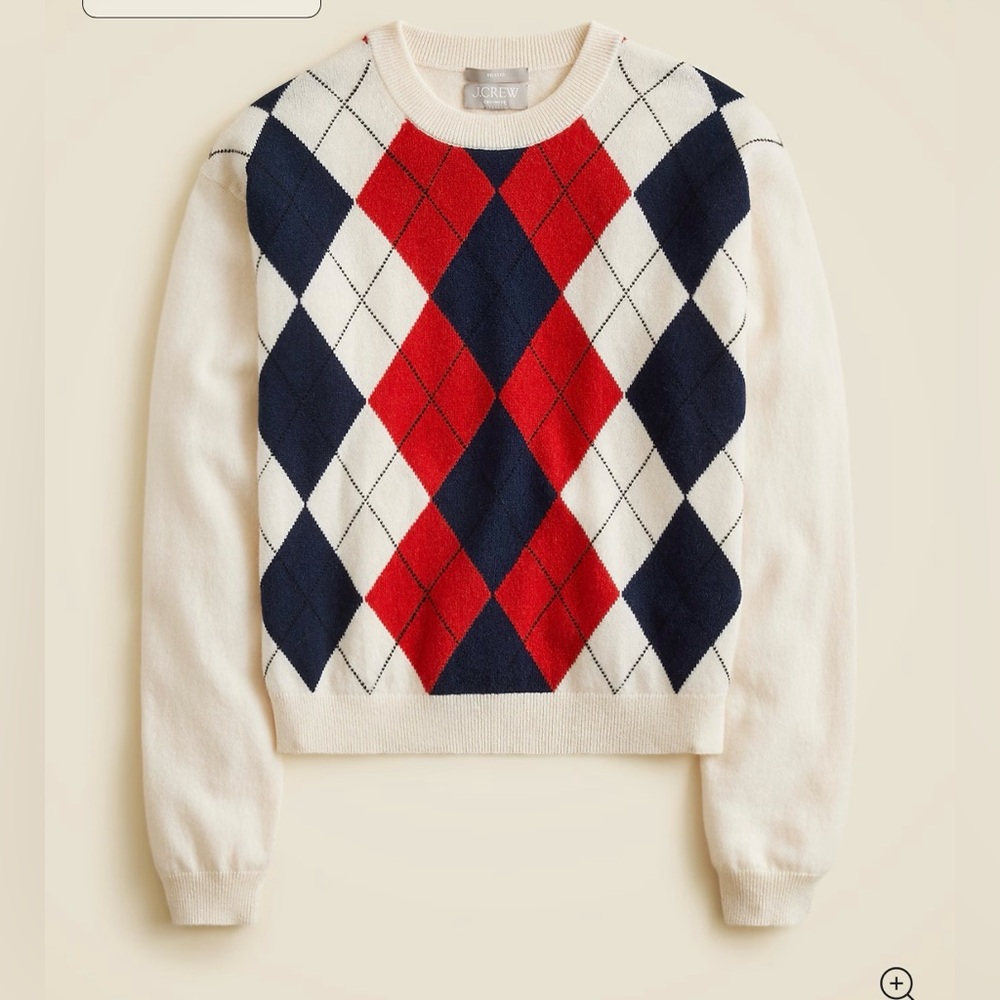 J.Crew Perfect cashmere crewneck sweater in argyle - Picture 6 of 9